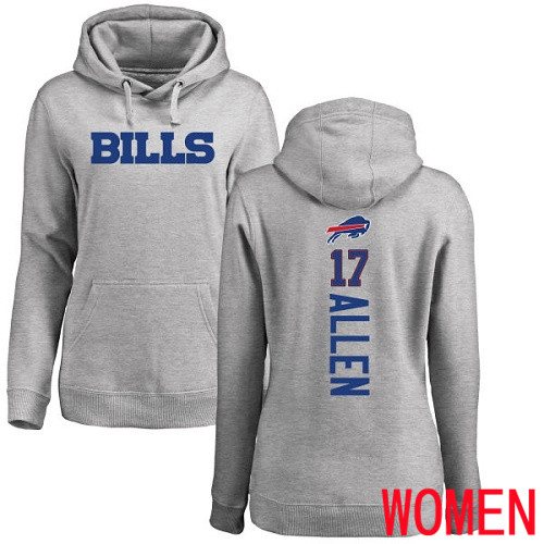 NFL Women Buffalo Bills #17 Josh Allen Ash Backer Pullover Hoodie Sweatshirt->nfl t-shirts->Sports Accessory